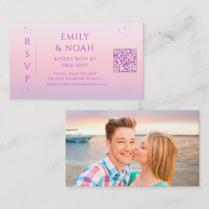 Mystical Sunset Pink Budget QR Code RSVP Photo Enclosure Card