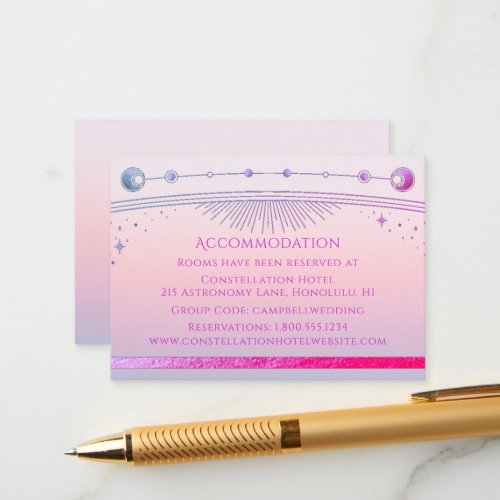 Mystical Sunset Pink Sun Moon Stars Accommodation Enclosure Card