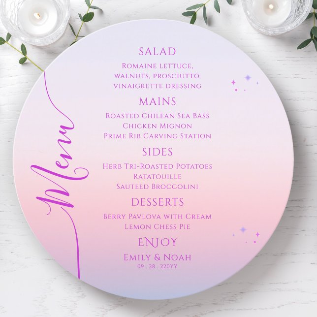 Mystical Sunset Pink Sun Moon Stars Space Wedding Menu (Creator Uploaded)
