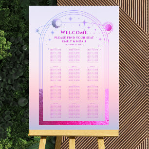 Mystical Sunset Pink Sun Moon Stars Wedding Foam Board