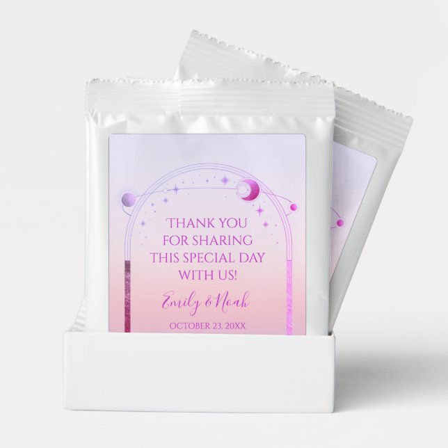 Mystical Sunset Pink Sun Moon Stars Wedding Margarita Drink Mix (Pair)