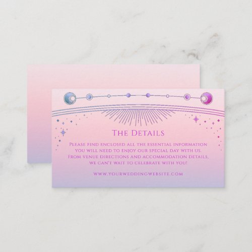 Mystical Sunset Pink Wedding Details Sun Moon Star Enclosure Card