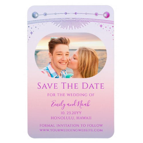 Mystical Sunset Pink Wedding Save The Date Magnet