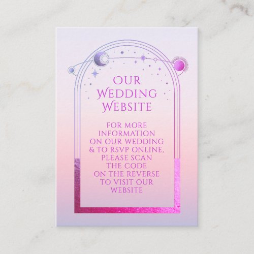 Mystical Sunset Pink Wedding Website RSVP QR Code Enclosure Card