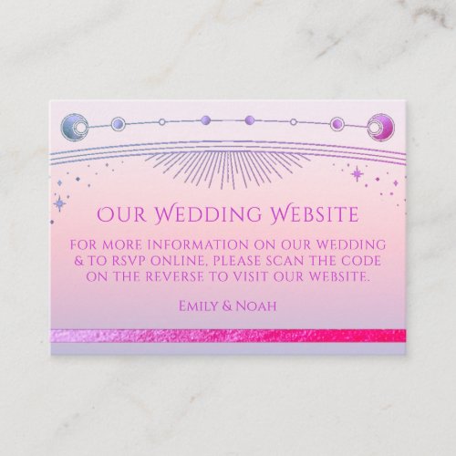 Mystical Sunset Pink Wedding Website RSVP QR Code Enclosure Card