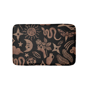 Mystical symbols: snake, sun, moon. bath mat
