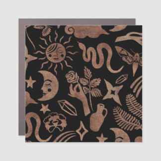 Mystical symbols: snake, sun, moon. car magnet