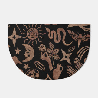 Mystical symbols: snake, sun, moon. doormat