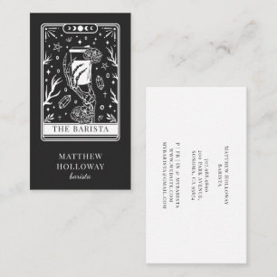 Mystical Tarot Charcoal Gray Barista Business Card