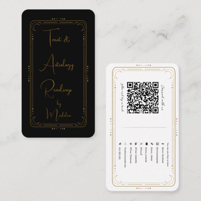 Mystical Tarot Reader Social Media Connection QR Business Card (Front/Back)
