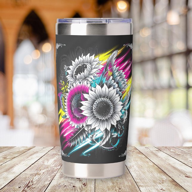 Mystical Tattoo Vibe Vibrant Sunflowers  Insulated Tumbler (Creator Uploaded)