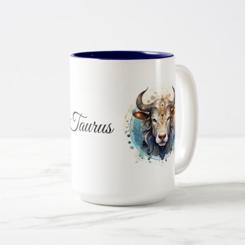 Mystical Taurus Zodiac Sign Two_Tone 15oz Mug