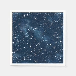 Mystical Teal White Cosmic Stars Nebula Napkins