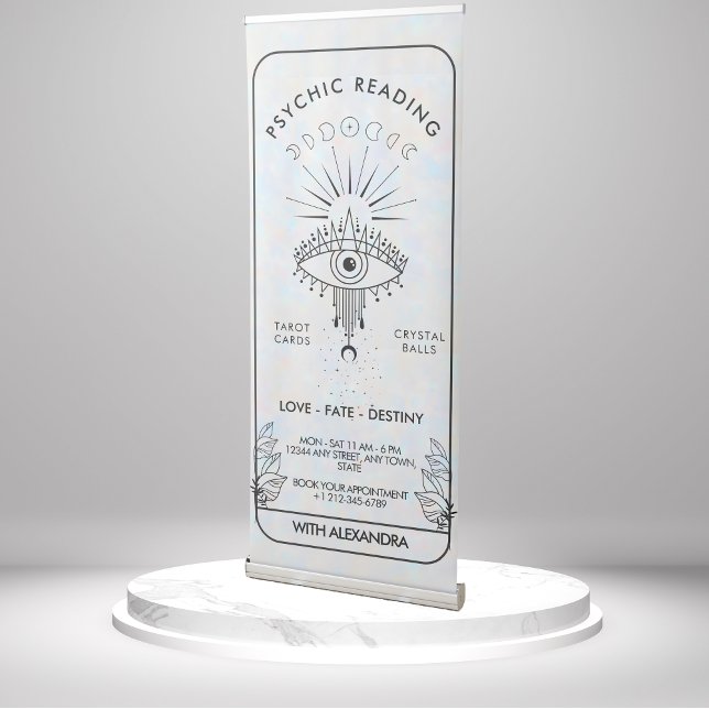 Mystical Third Eye Moon Phases Holographic  Retractable Banner (Mystical Third Eye Moon Phases Holographic Retractable Banner)