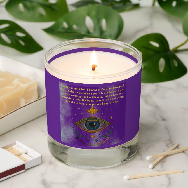 Mystical Third Eye Saying Purple Gift Scented Candle (Lit)