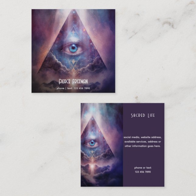 Mystical Third Eye, Spiritual Square Business Card (Front/Back)