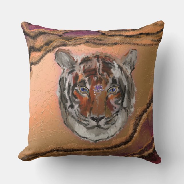 Mystical Tiger Throw Pillow (Front)