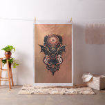 Mystical time travel with wings, steampunk watch.  fabric