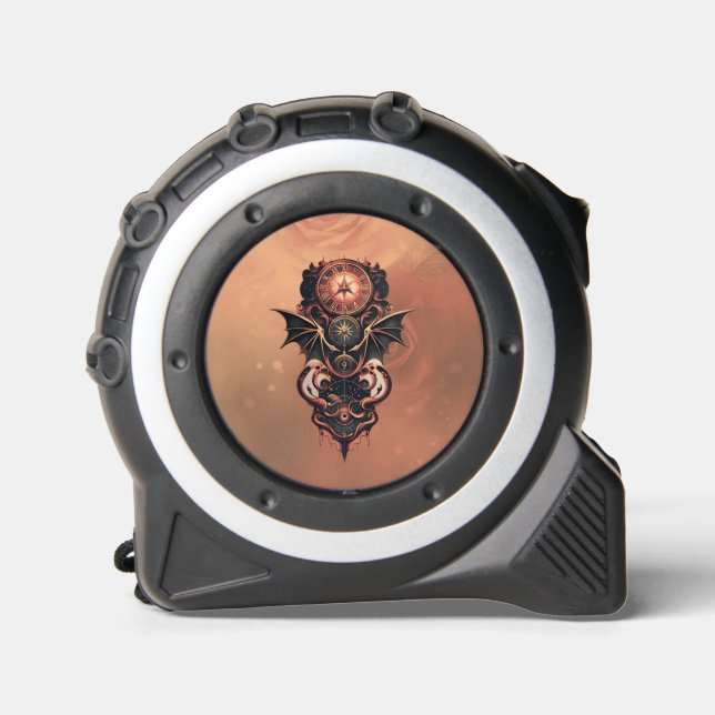 Mystical time travel with wings, steampunk watch.  tape measure (Front)