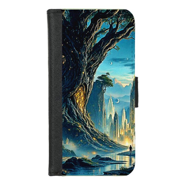 Mystical Tree City Dreamscape iPhone Wallet Case (Front)