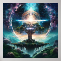 Mystical Tree Magical Portal AI Poster