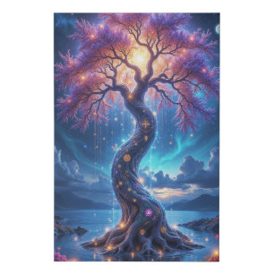 Mystical Tree of Life and Celestial Garden Faux Canvas Print