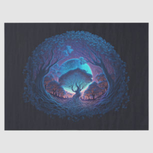 Mystical Tree of Roots Lit by Large Moon Decoupage Tissue Paper
