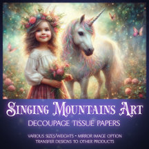 Mystical Unicorn & Girl Forest Scene Decoupage