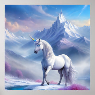 Mystical Unicorn in a Magical Fantasy Realm Poster
