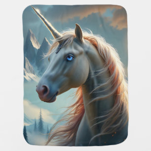 Mystical Unicorn in Enchanted Mountains Baby Blanket