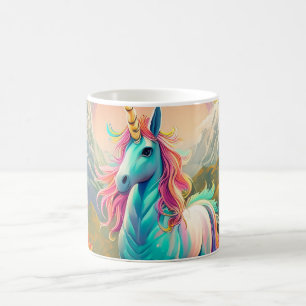 Mystical Unicorn Mug   Fantasy Horse & Rainbow Hai