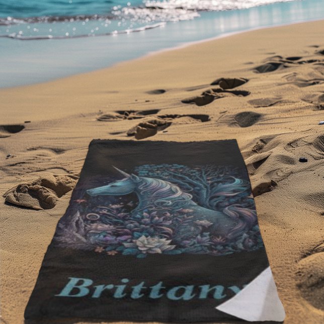 Mystical Unicorn - Personalized Fantasy Forest Beach Towel (Creator Uploaded)