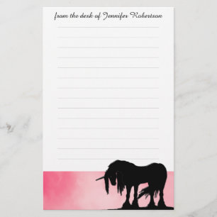Mystical Unicorn w/lines (misty pink) Stationery