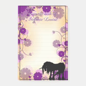 Mystical Unicorn W/lines (yellow W/purple) Post-it Notes by Heart_Horses at Zazzle