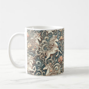 Mystical Victorian Unicorns: Enchanted Floral Coffee Mug