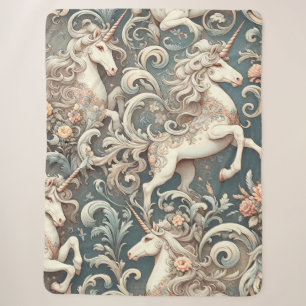 Mystical Victorian Unicorns: Enchanted Floral Sherpa Blanket