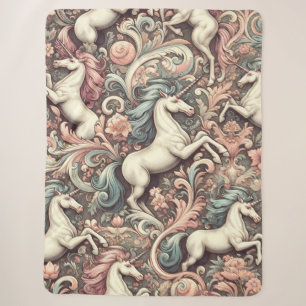 Mystical Victorian Unicorns: Enchanted Floral Sherpa Blanket