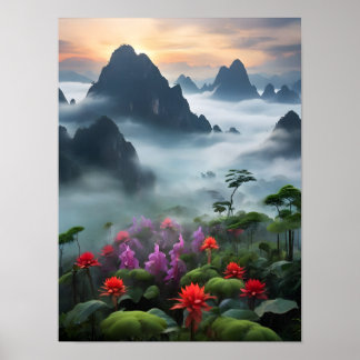 Mystical Vietnamese Peaks Poster