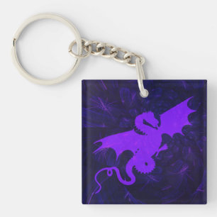 Mystical Violet Dragon Charm Keychain