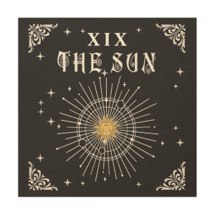 Mystical W Fortune Tarot The Sun Halloween Gothic Wood Wall Art