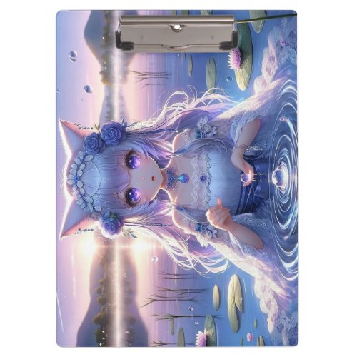 Mystical Water Catgirl Princess Double Sided Clipboard