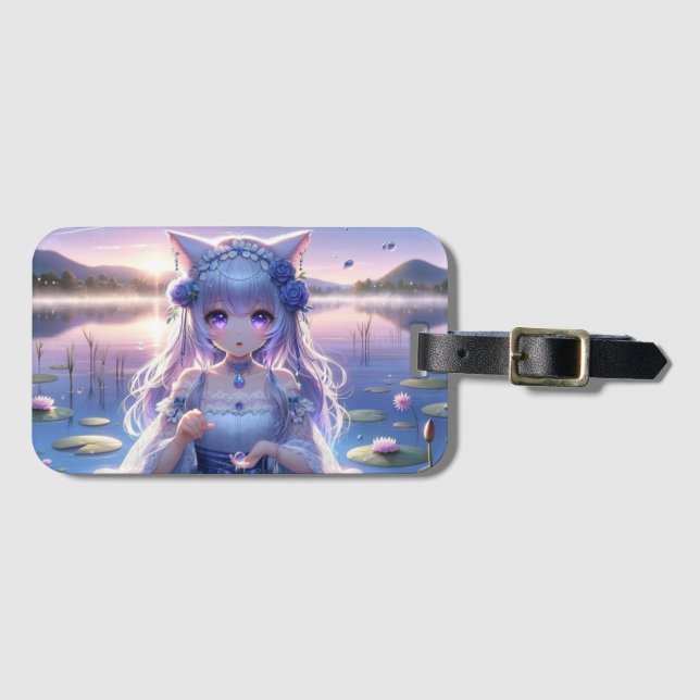 Mystical Water Catgirl Princess Luggage Tag (Front Horizontal)