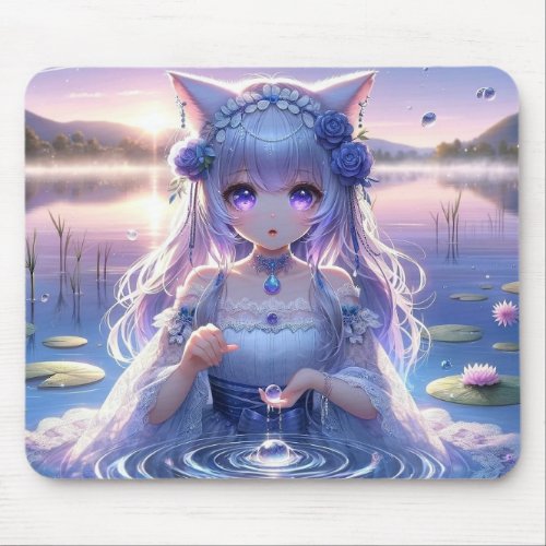 Mystical Water Catgirl Princess Mouse Pad