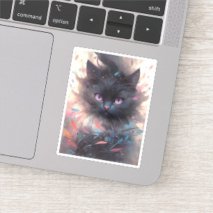Mystical Watercolor Black Cat Cute Cat Sticker