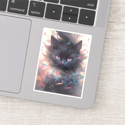 Mystical Watercolor Black Cat  Cute  Cat Sticker