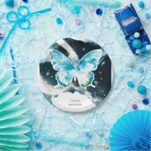 Mystical Watercolor Butterfly Birthday Paper Plates
