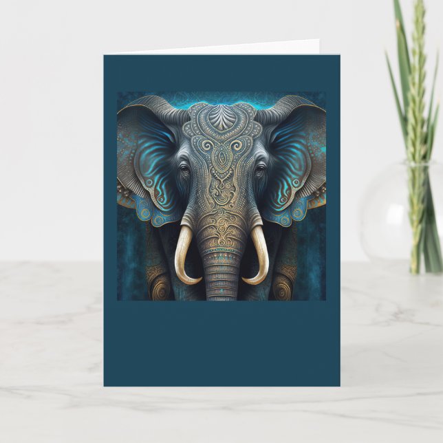 Mystical Watercolor ElephantNote Card (Front)