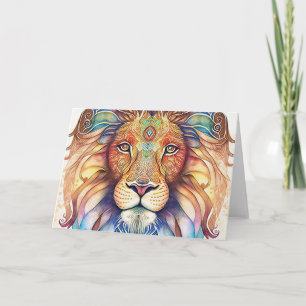 Mystical Watercolor Lion Letterpress Thank You Card