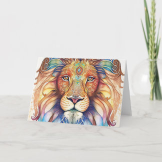 Mystical Watercolor Lion  Letterpress Thank You Card