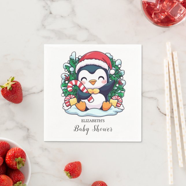 Mystical Whimsical Penguin Baby Shower Napkins (Insitu)